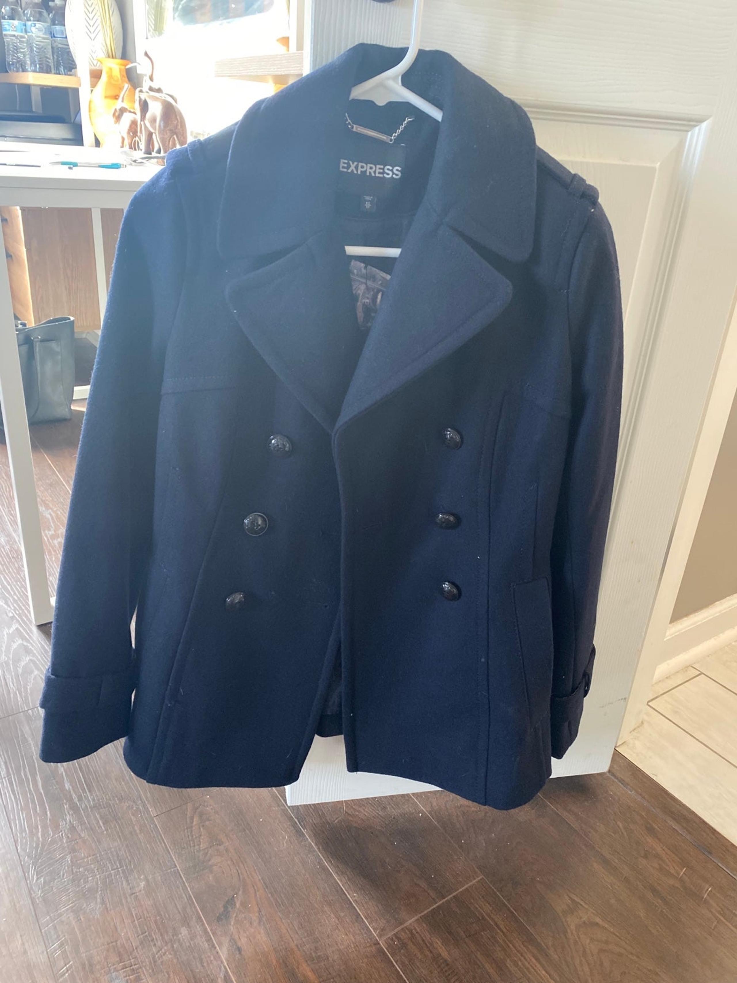 Express Womens XS Navy Pea Coat