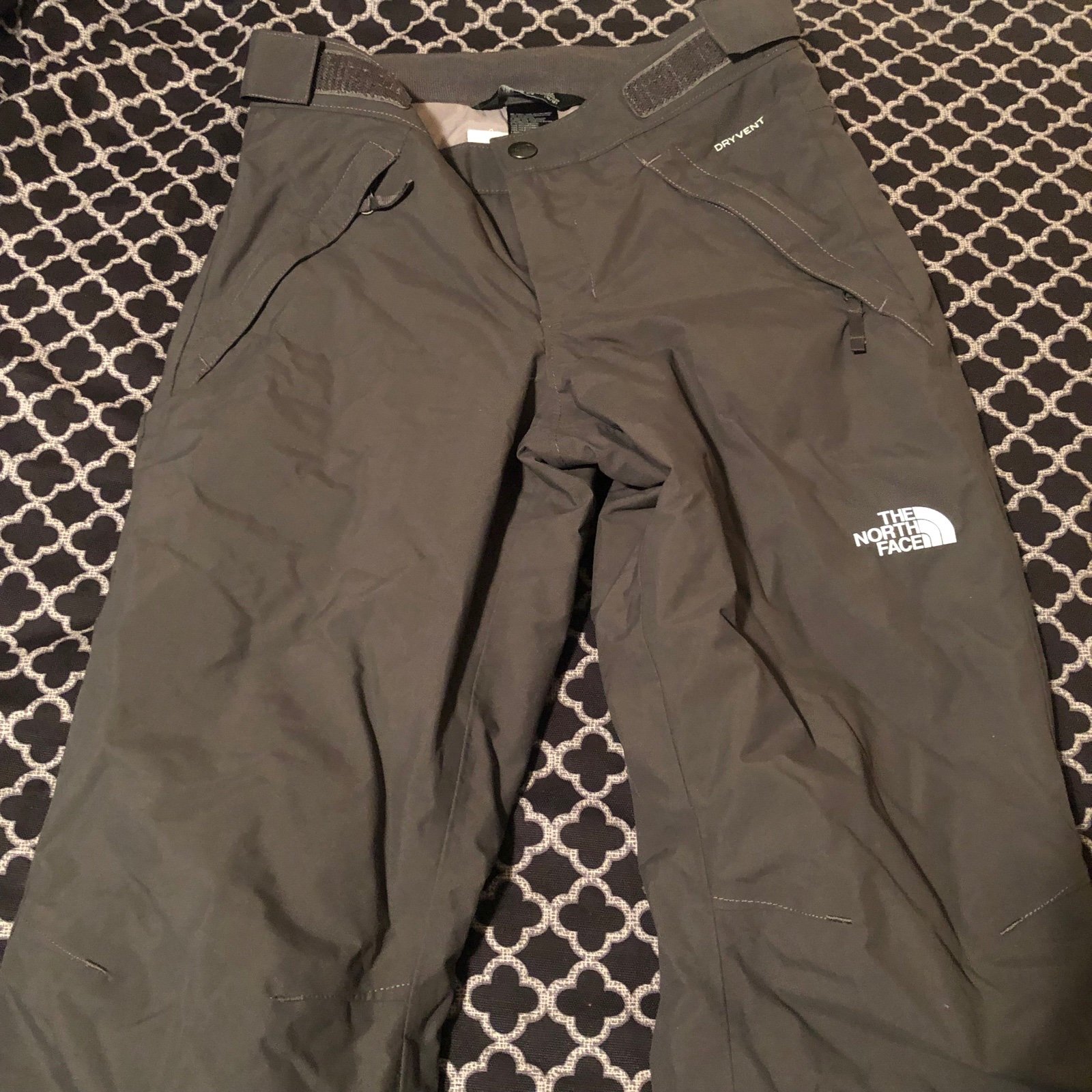 The North Face Snow Pants Girls Sz M 10/12 Gray DryVent EZ Grow Adjustable
