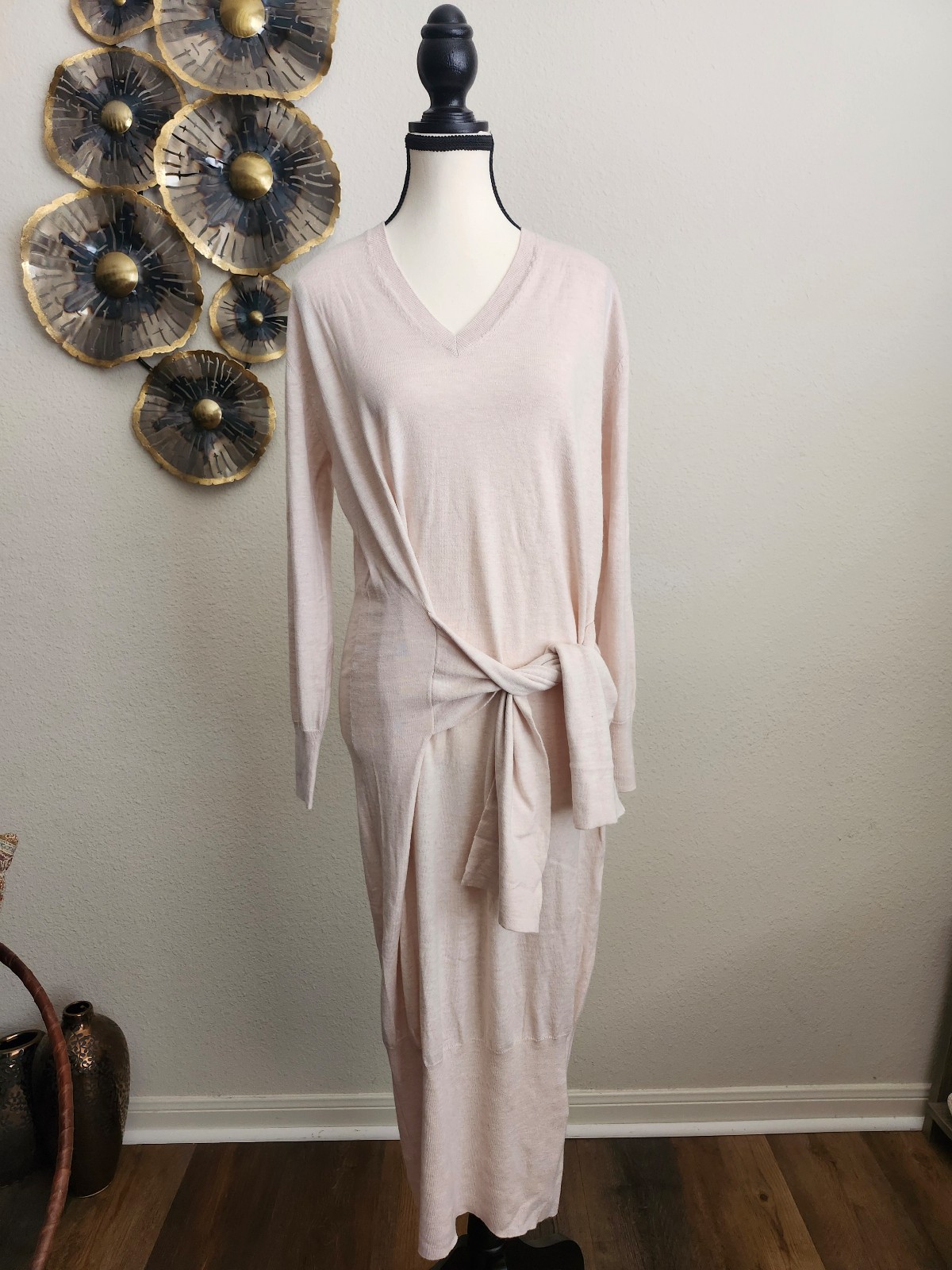 Thakoon Wrap Tie Sweater Dress In Oatmeal XS