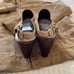 a.n.a. Tan/Brown Vintage Suede Open Toe Clogs 3 Size 8.5