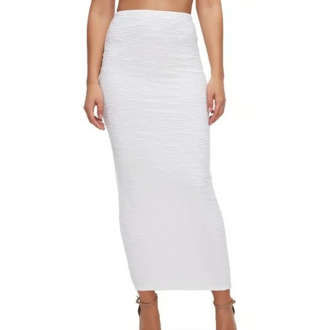 NEW Good American Women's Skirt Scrunchie Maxi Skirt Ivory 90s Pull On Size 0