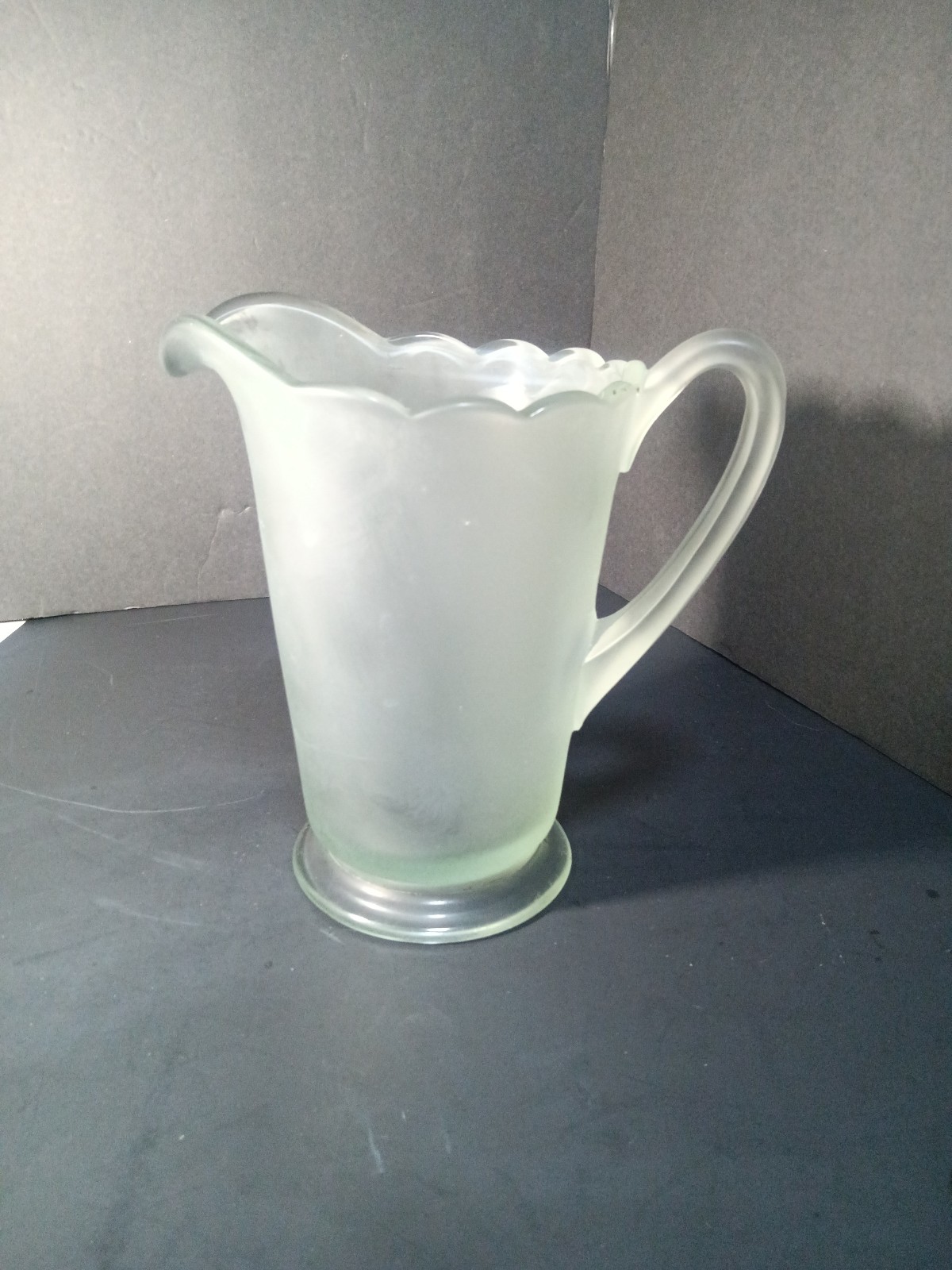 Frosted thick glass vintage pitcher