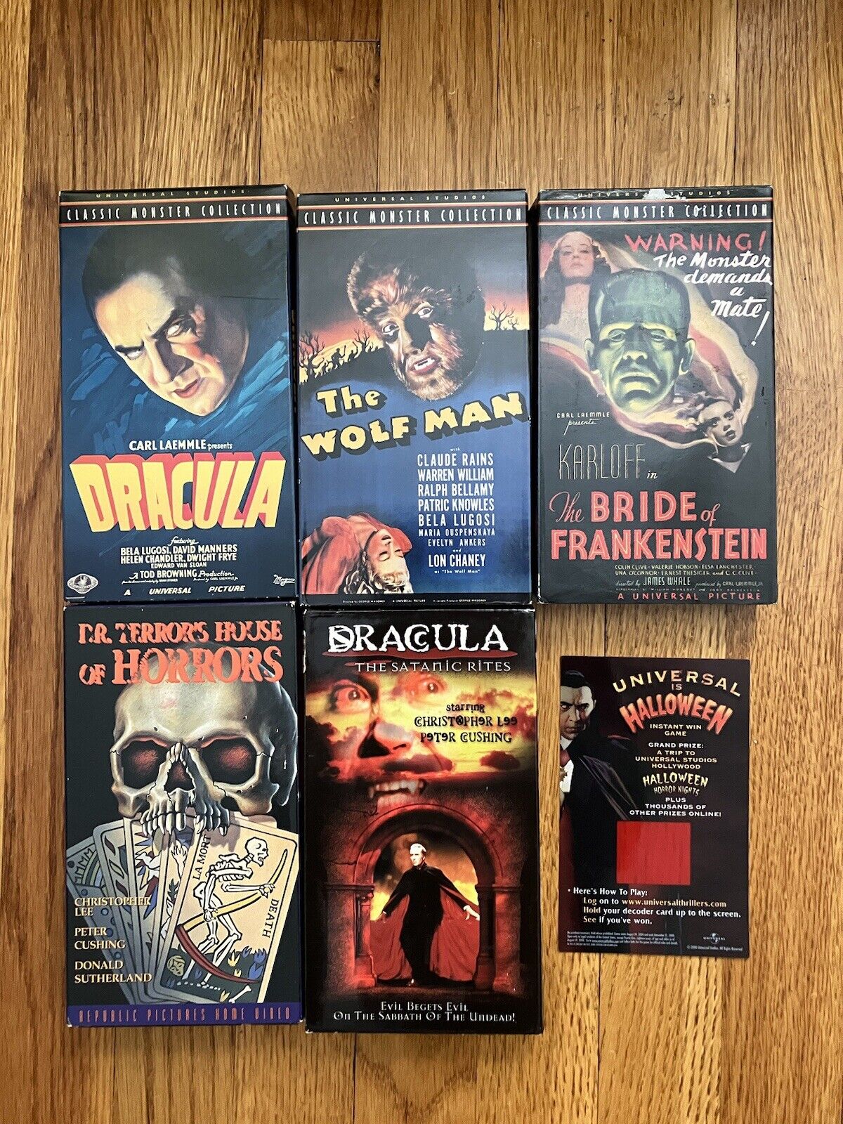 Universal Studios Halloween Horror decoder VHS Lot Dracula Wolf Bride Untested