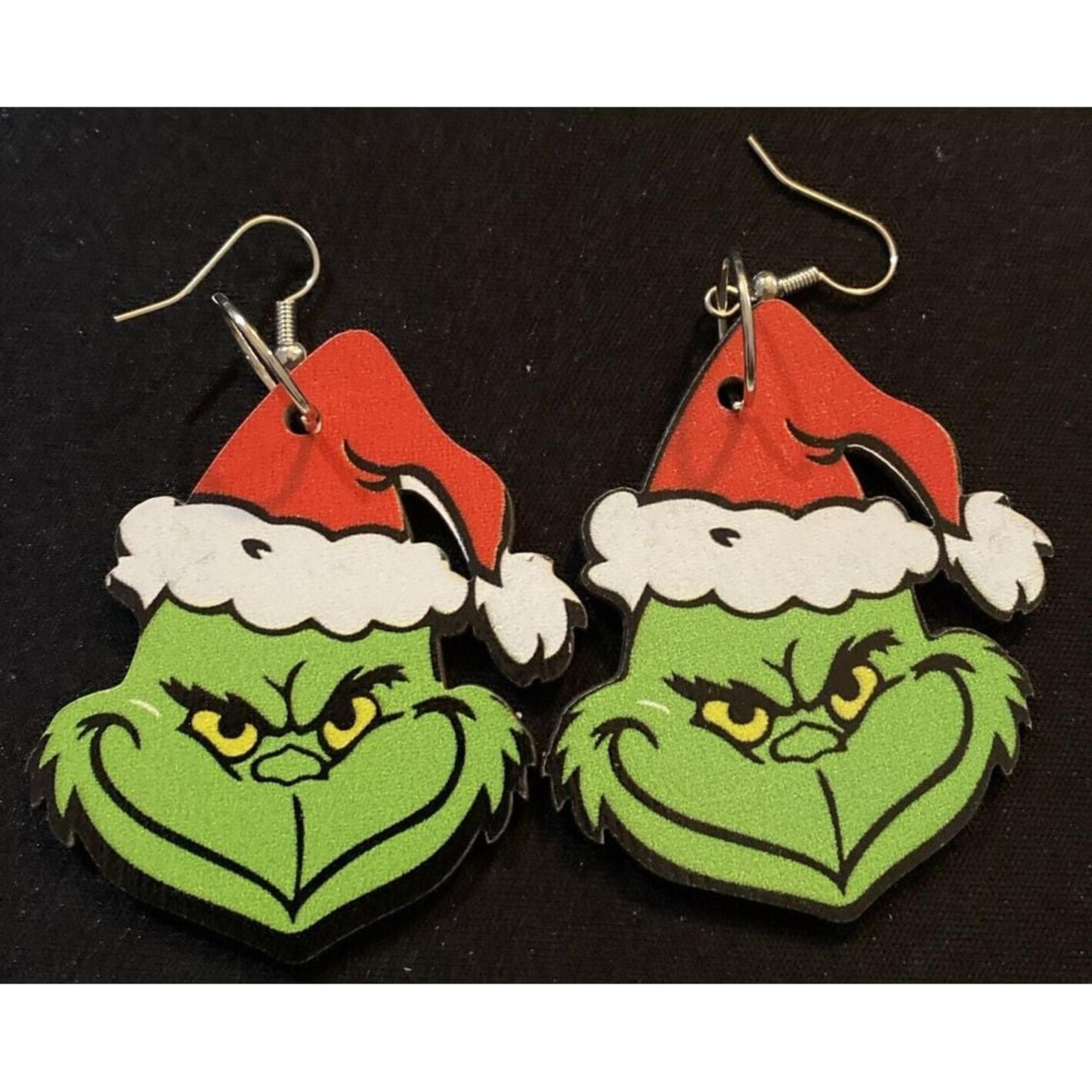 Christmas Grinchs Earrings for Women Christmas-Holiday New Year Jewelry Wood