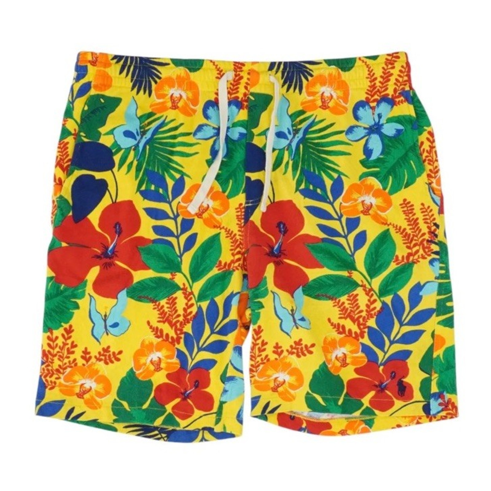 Polo Ralph Lauren Men’s Sz XL Yellow Hawaiian Floral Spa Terry Shorts