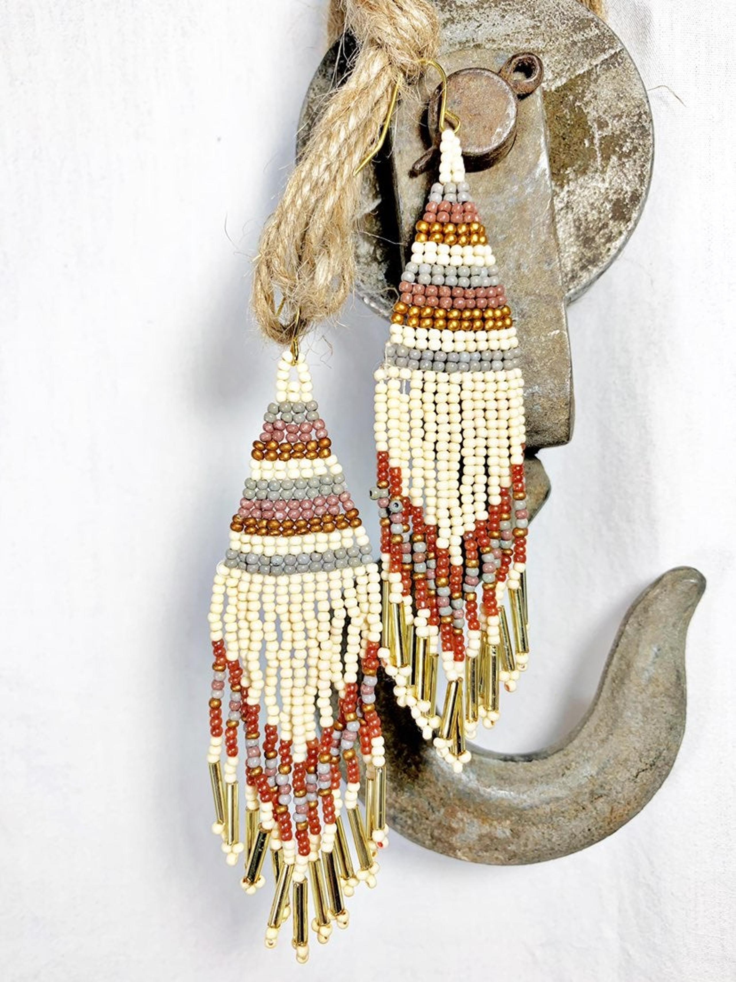 ZAD Woven Fringe Bead Earrings