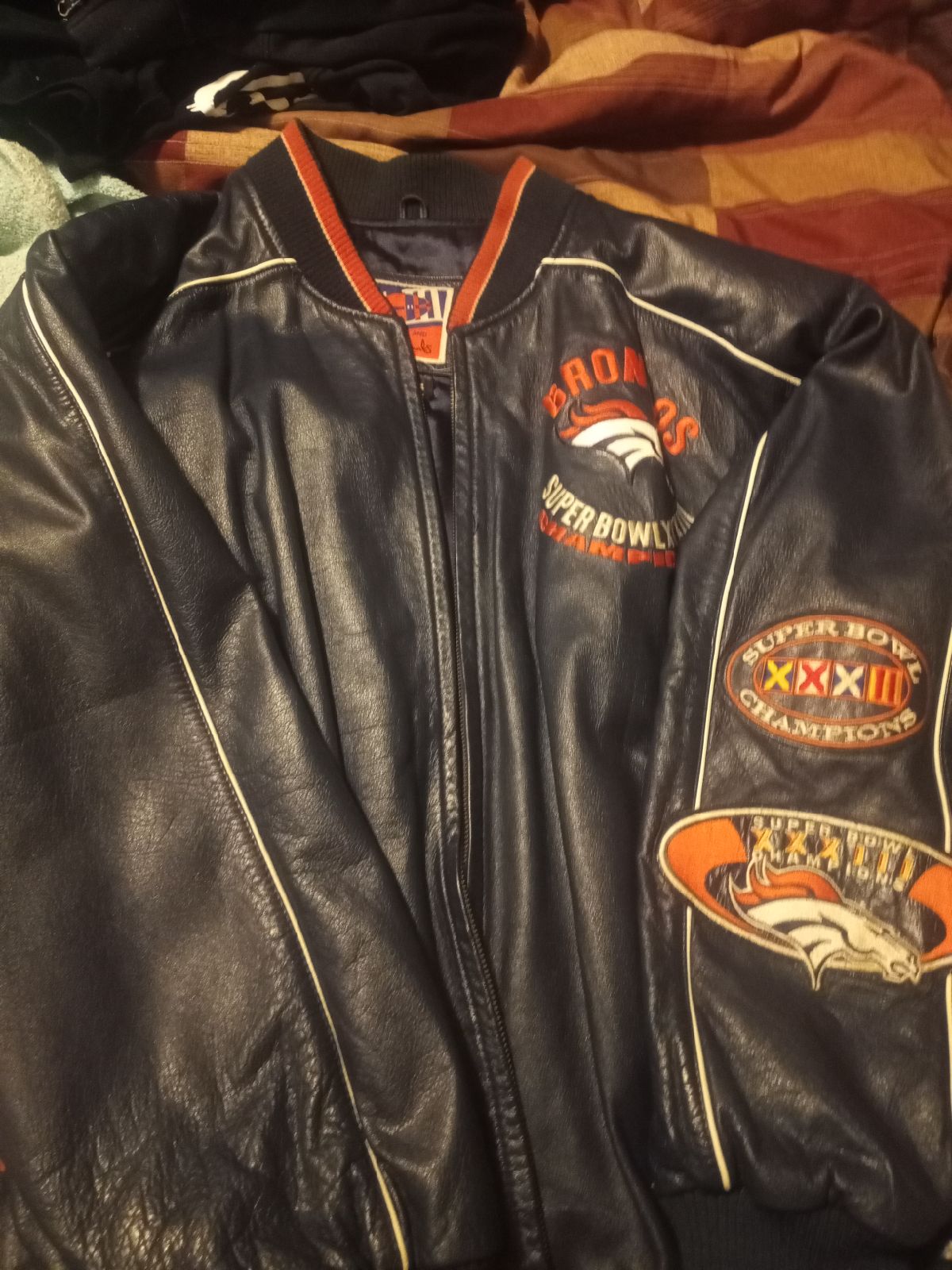 XL Leather Denver Broncos Chamionship Coat