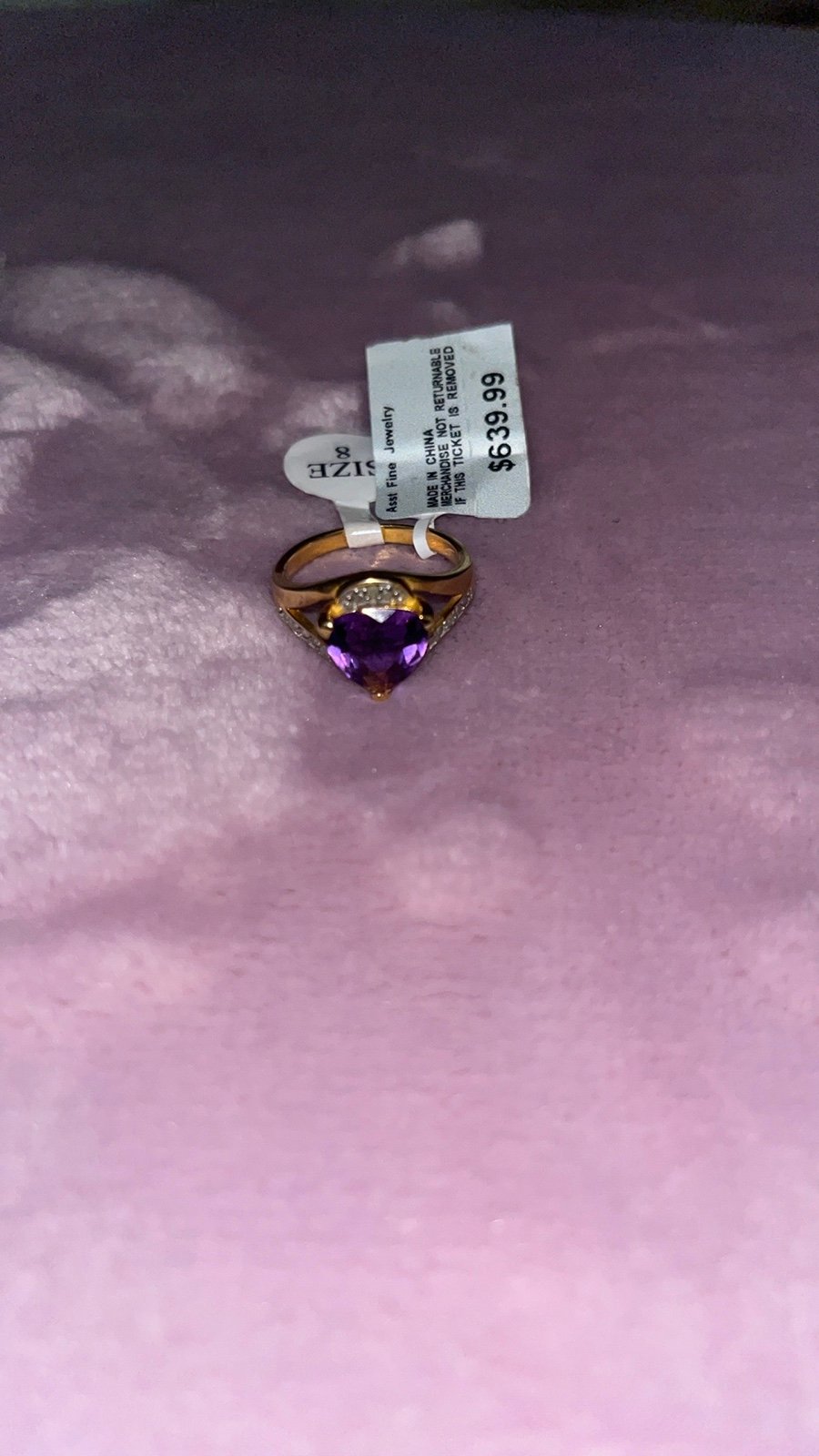 Sterling silver with simulated amethyst size 8 NWT