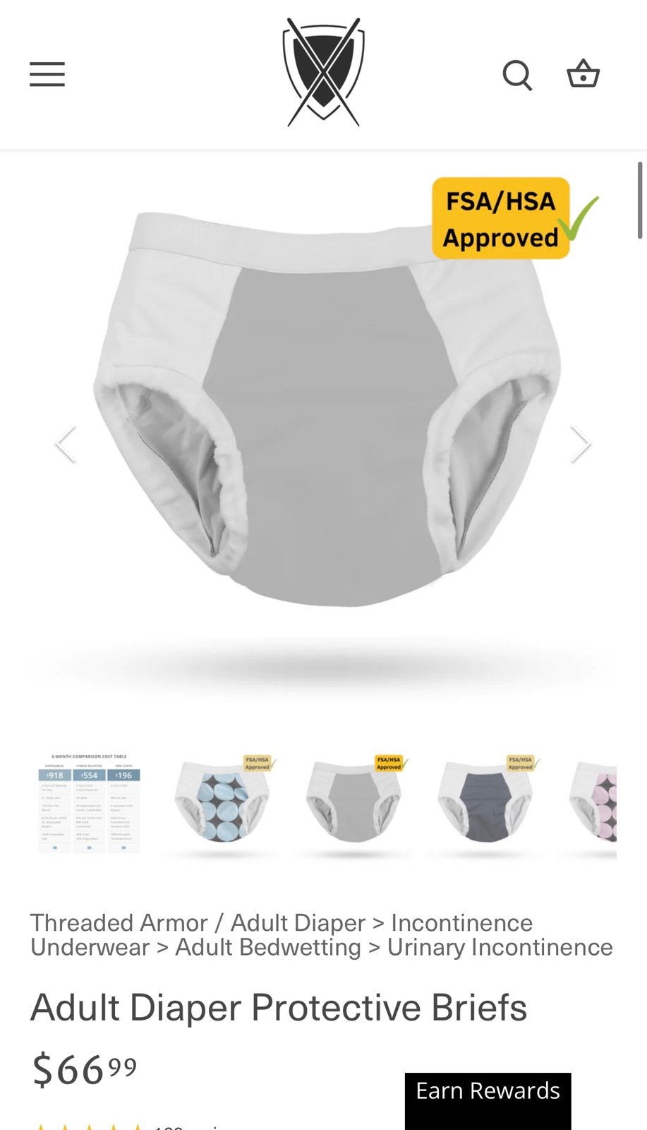 ThreadedArmor Protective Brief Cloth Diaper Size Large
