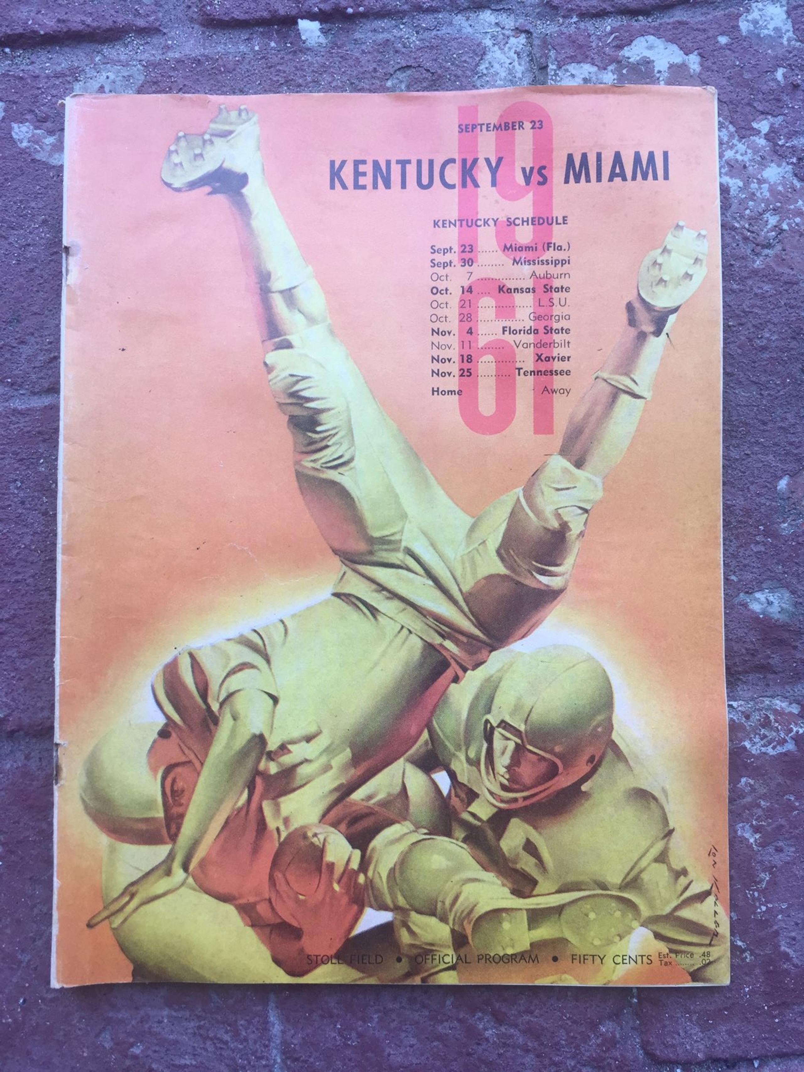 1961 Football Program Kentucky Vs Miami