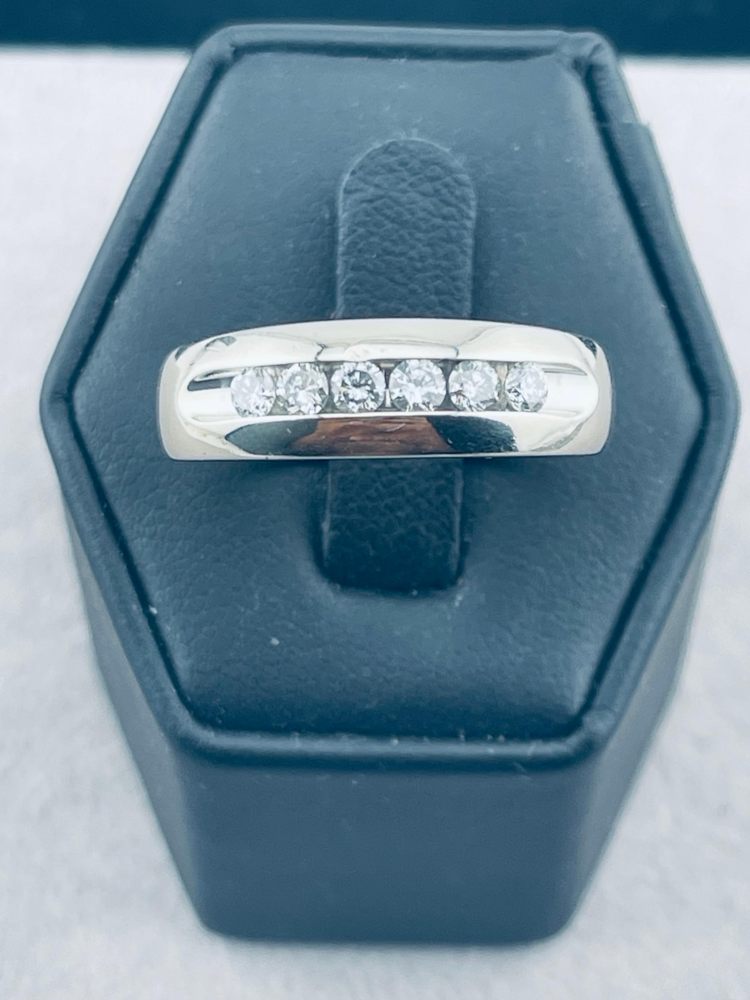 Vintage men’s 3/5 carat diamond wedding band 14 karat white gold