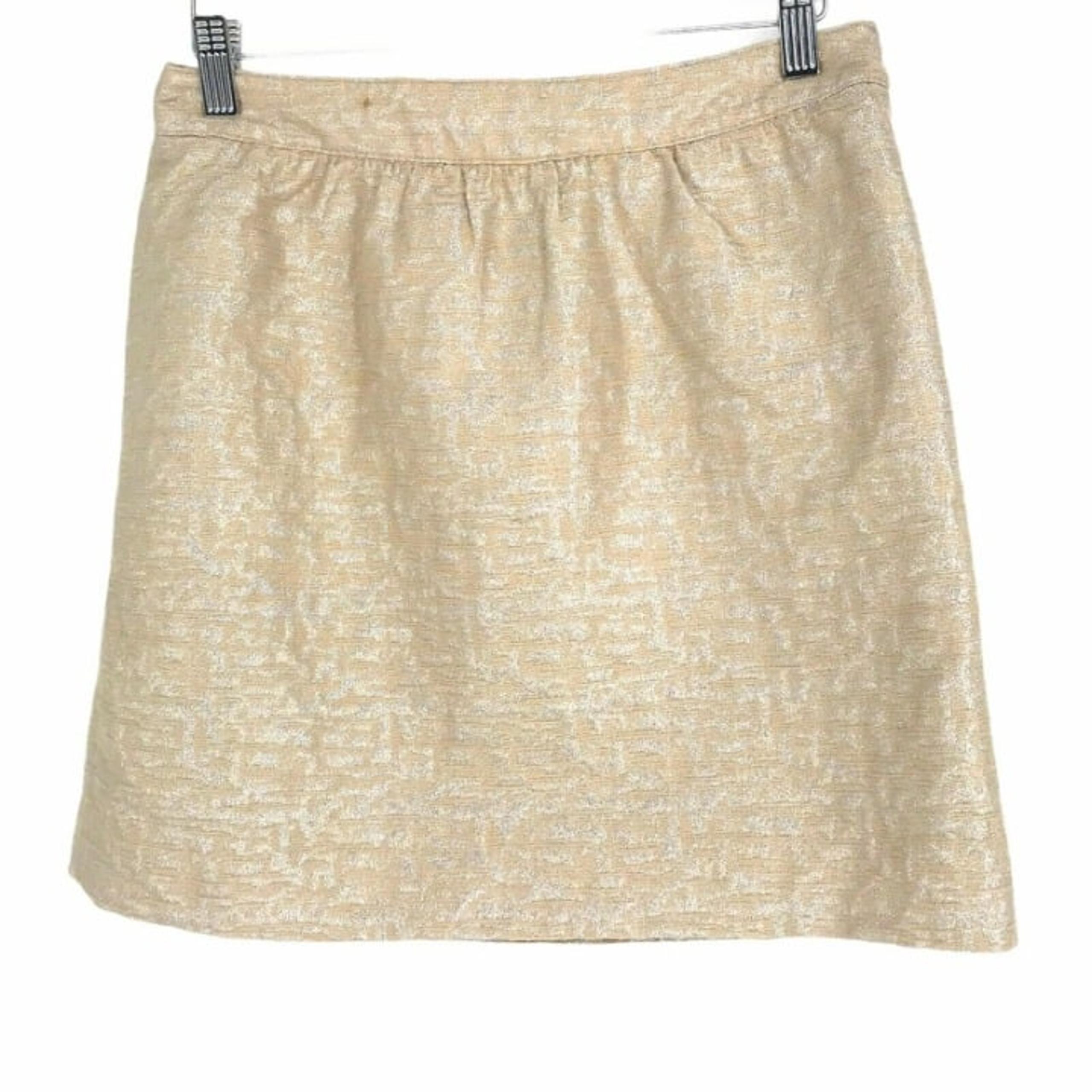 Ann Taylor Loft Skirt Women's Sz 2P Petite A-Line Retro 60's Brocade Mini Cream