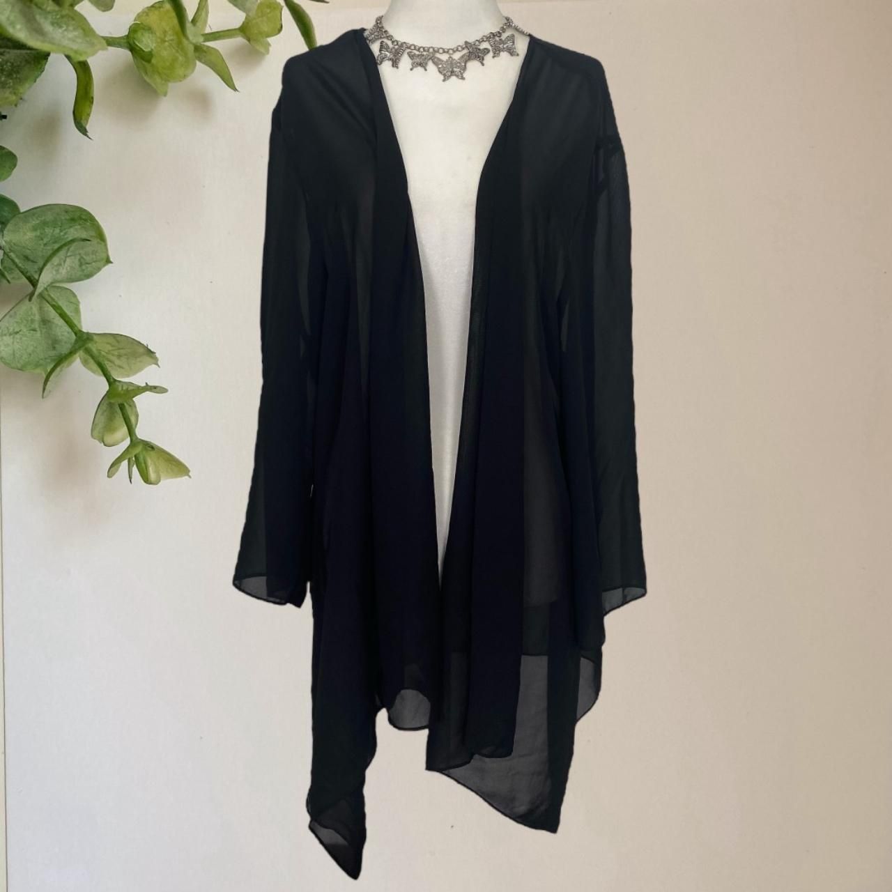 Whimsygoth Witchy Plus Size Black Open Front Sheer Cardigan L / XL / XXL