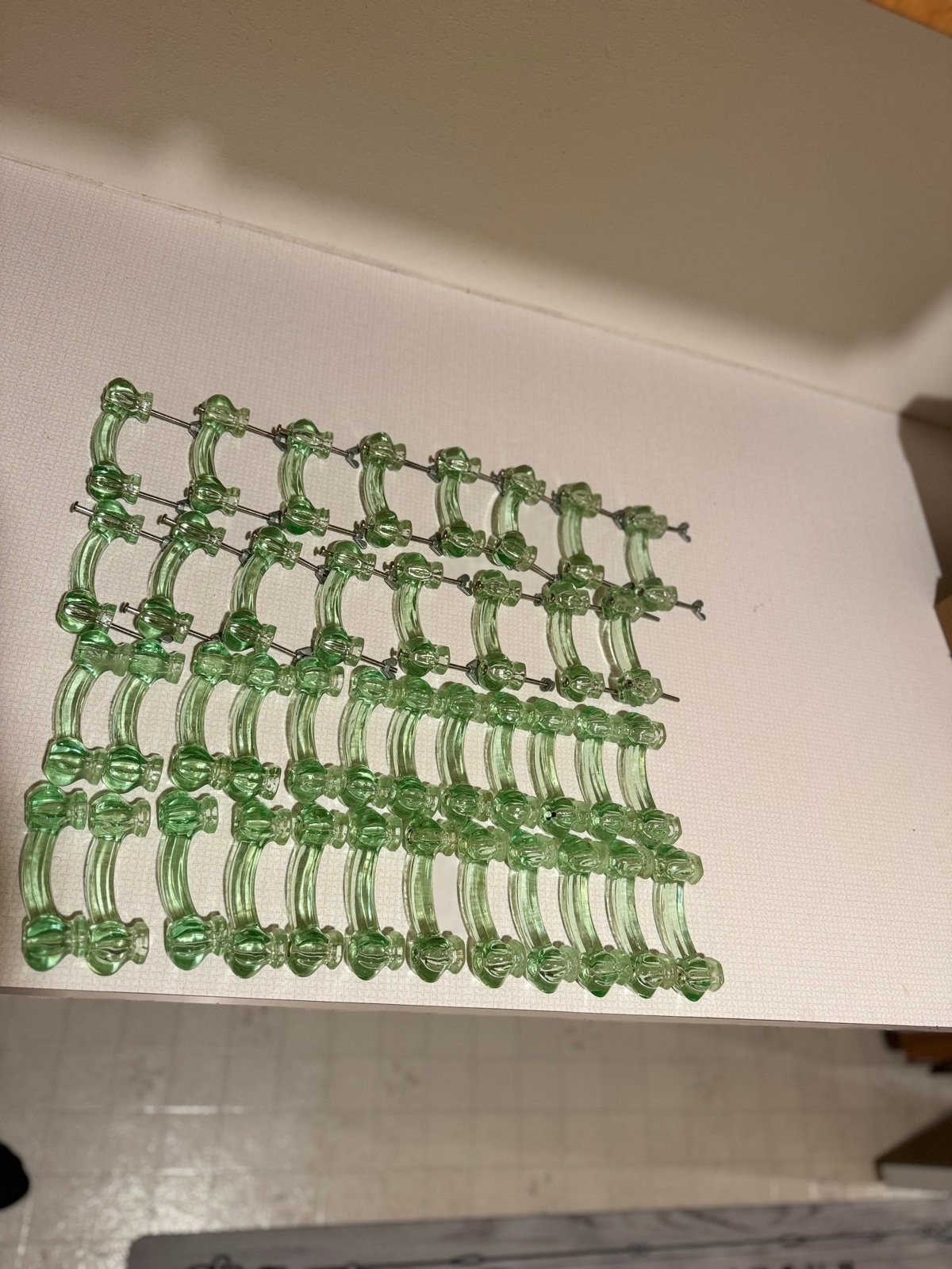Coke Bottle Green Depression Era Glass Cabinet Pull Drawer Handle Vintage