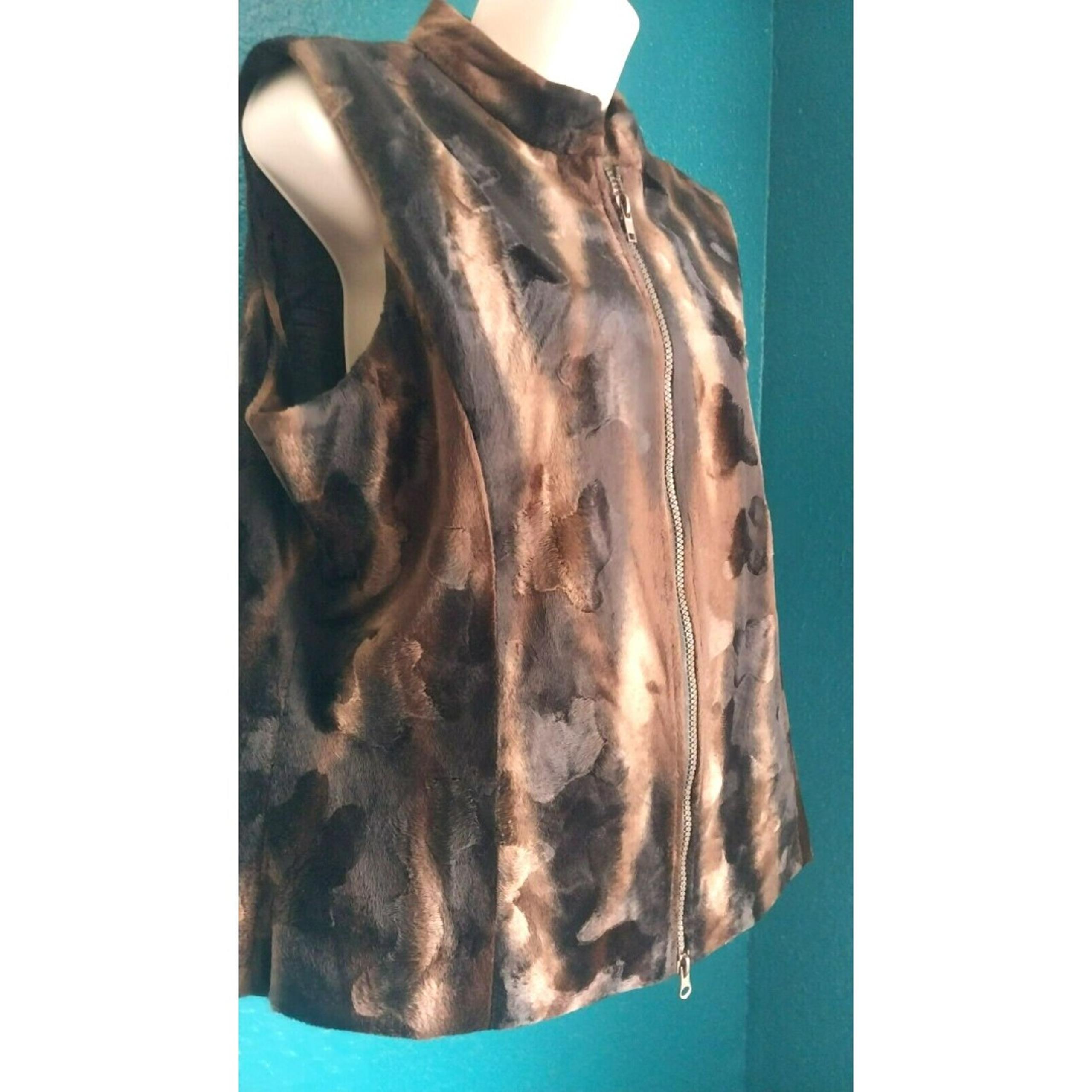 NWT Vintage Faux Fur Vest Animal Print Jordan Size Large
