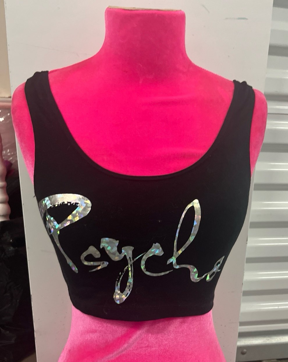 Mvl psycho logo holographic crop top s