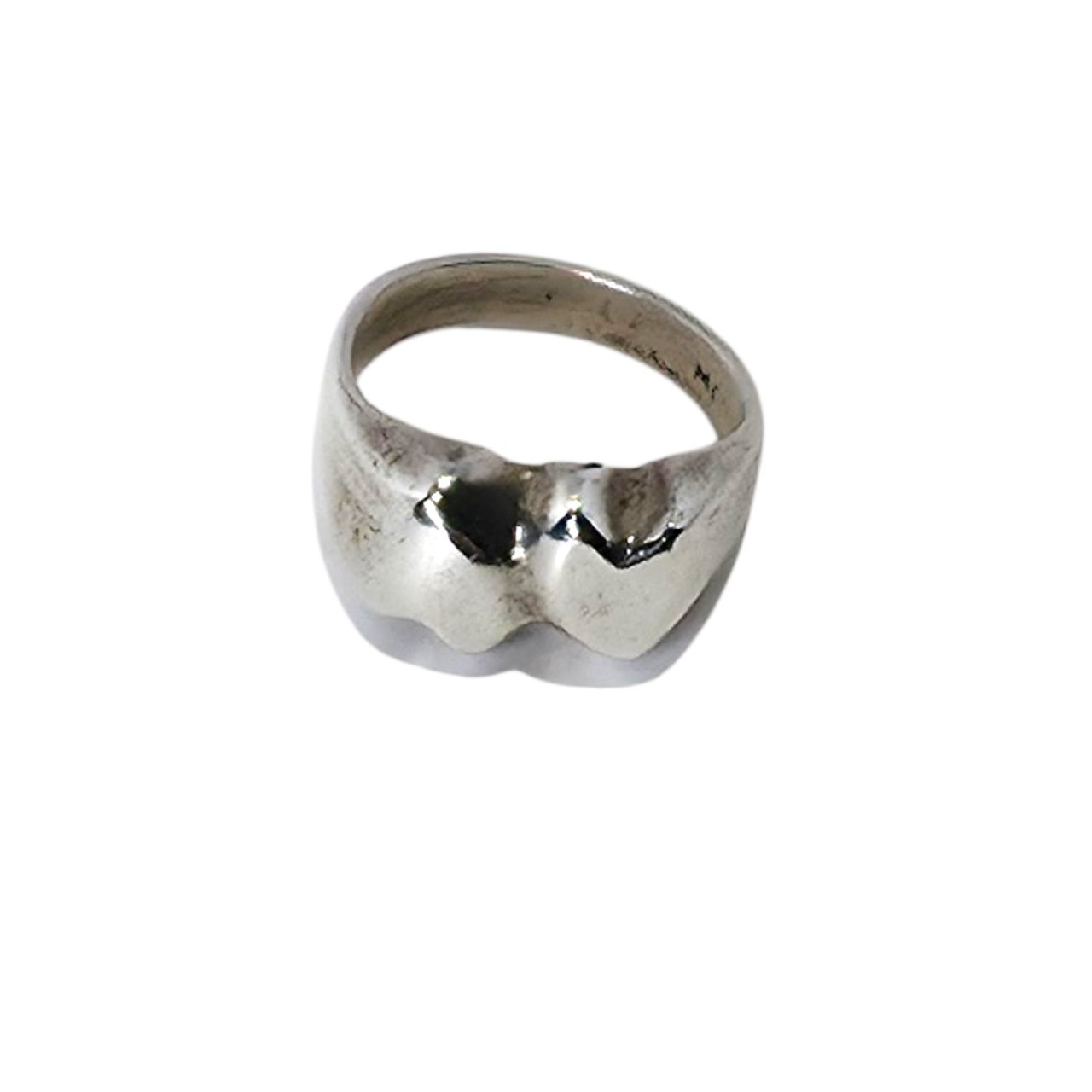 Vintage Sterling Silver Double Heart Ring Size 8.5 Minimalist Modernist Love Ban
