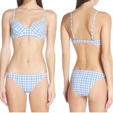 Tory Burch Blue Plaid Bikini Set