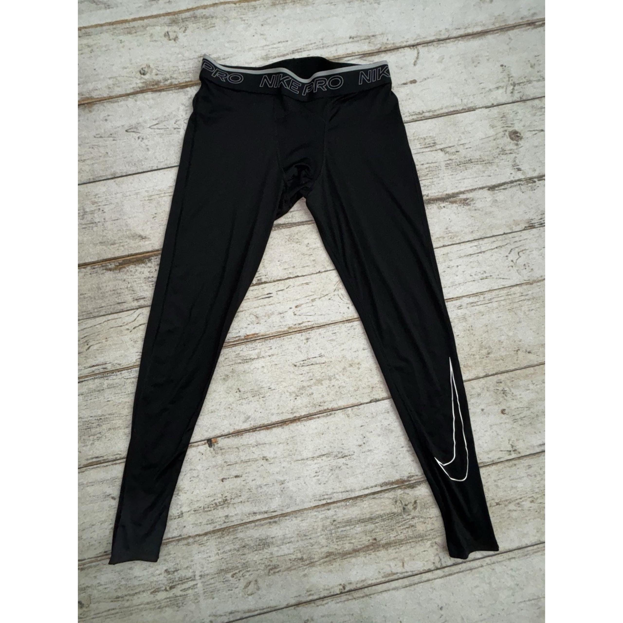 Mens Nike Dri Fit Tight Fit Black Swoosh Athletic Tights XL