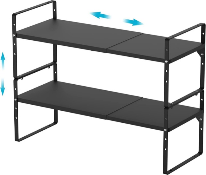 2 Pack Expandable Cabinet Storage Shelf Organizer Rack