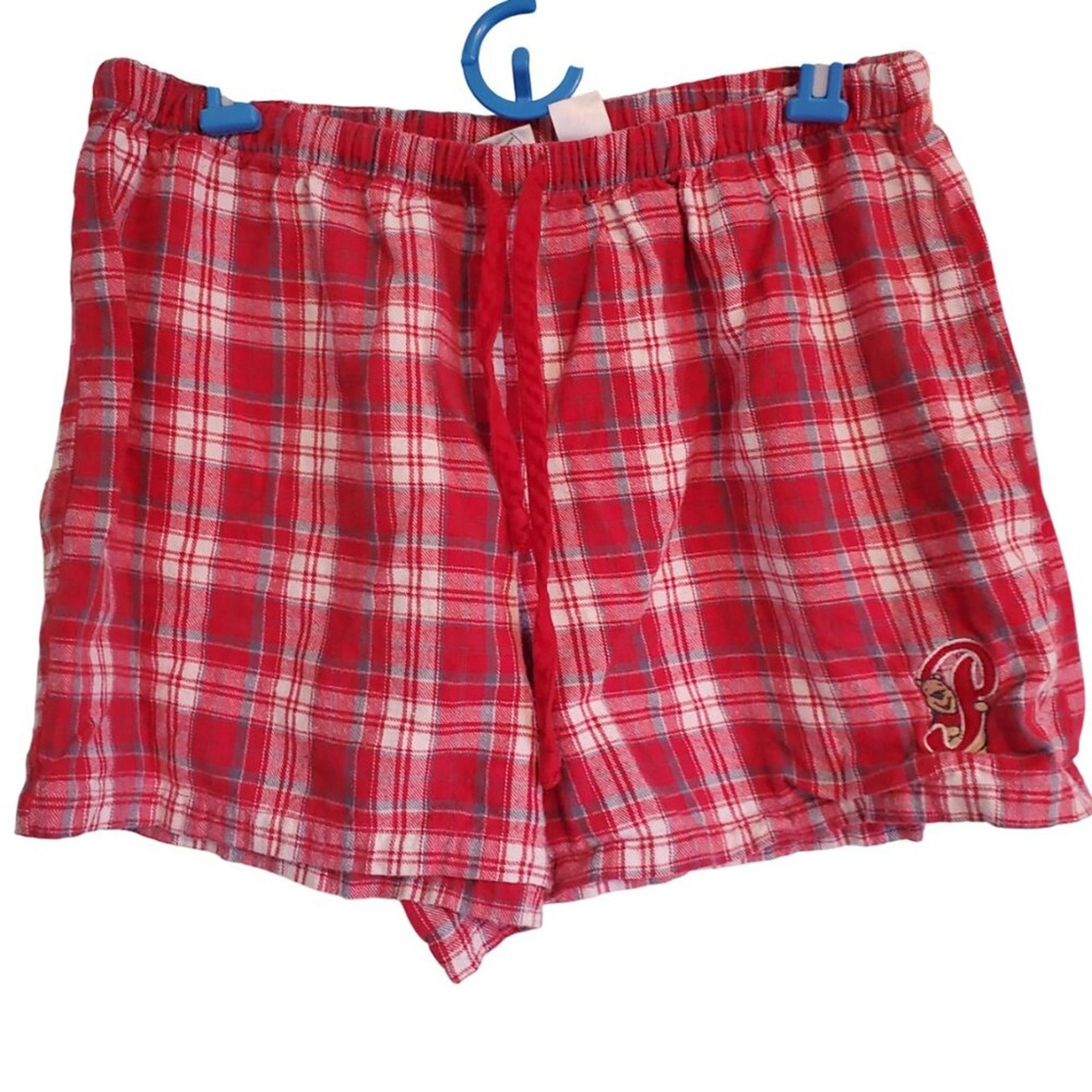 Y2K Disney Store Winnie The Pooh Red White Plaid Flannel Pajama PJ Shorts