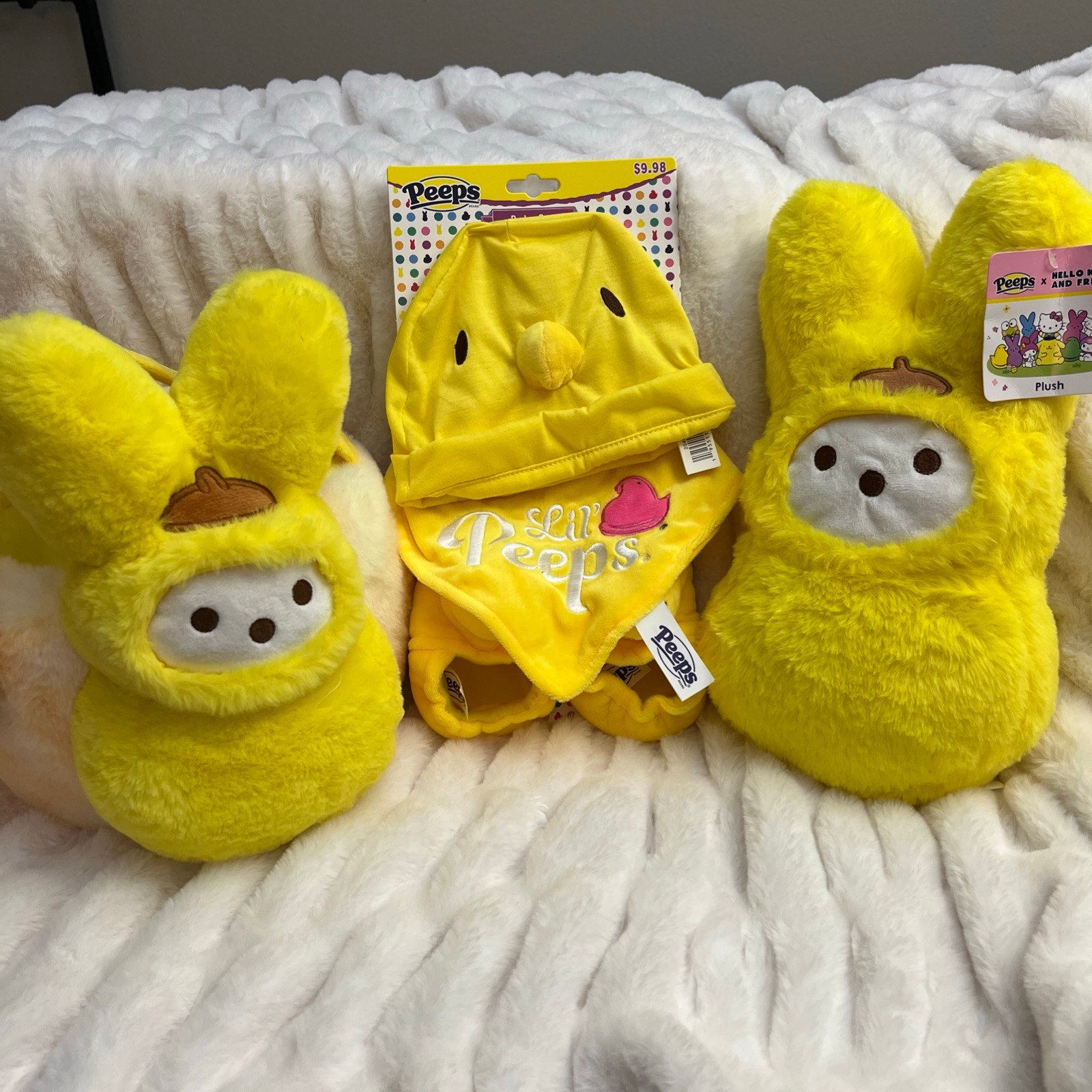 Peeps Hello Kitty Easter Plush POMPOMPURIN Bunny Basket .12” Plush3 Pc Baby Set