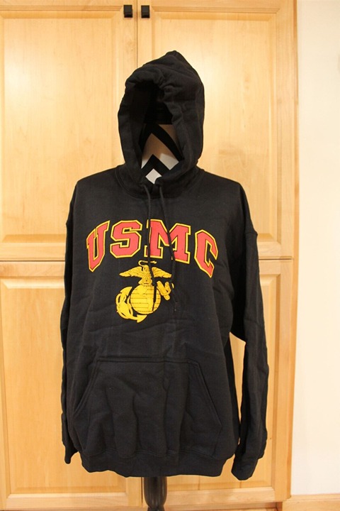 Usmc Military Hoodie - Black Sweahoodie With Red and Yellow Front Print