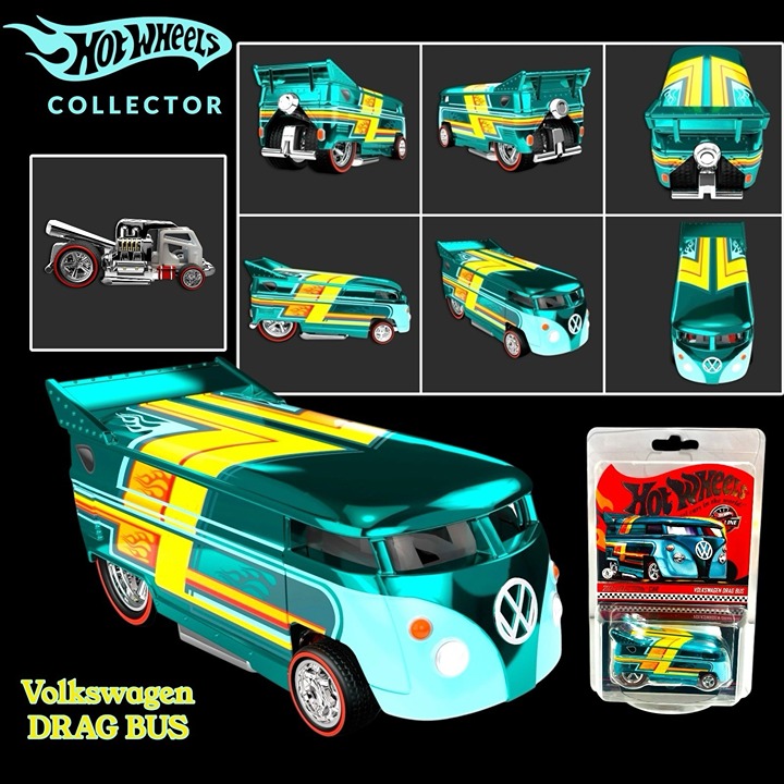 Mattel Hot Wheels 2024 RLC Exclusive Volkswagen Drag Bus. Ships in Protector.