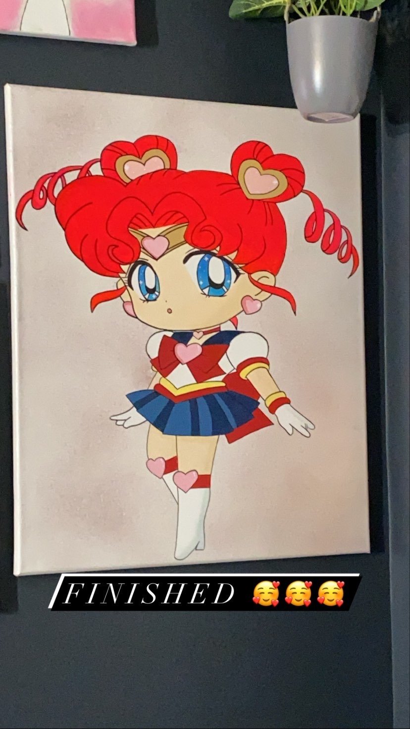 sailor chibi chibi moon acrylic painting
