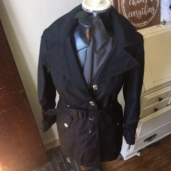 Calvin Klein S black belted trench coat