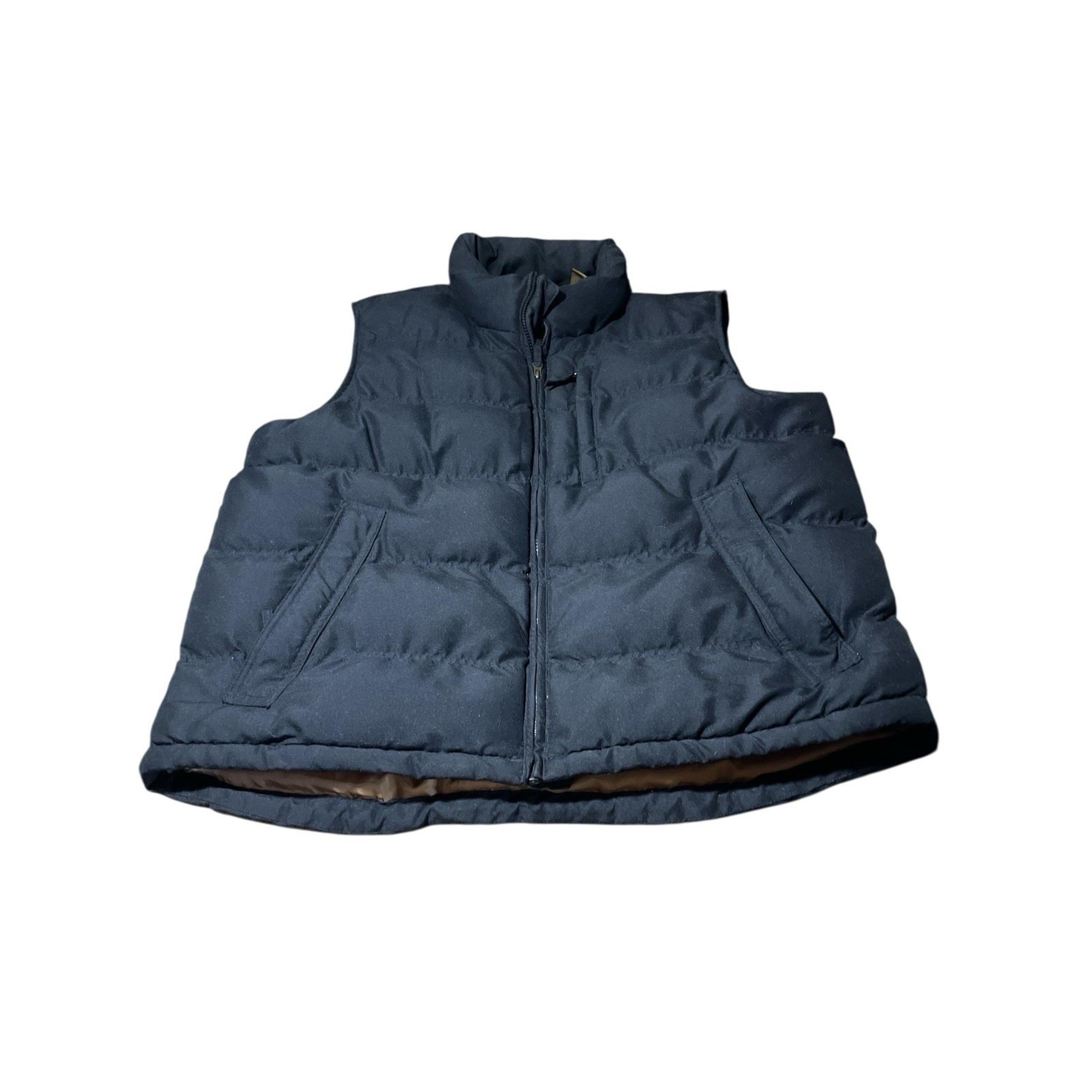 St Johns Bay Puffer Vest Black With Tan Lining Size L Hunting Fishing Cold