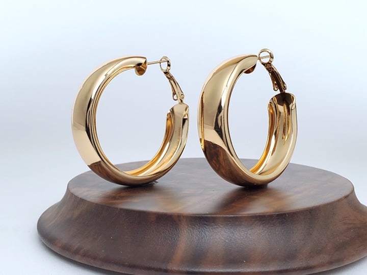 14K Gold 1.75 Womens Chunky Hoop Earrings Ladies 14 Karat Silver Hoops Jewelry