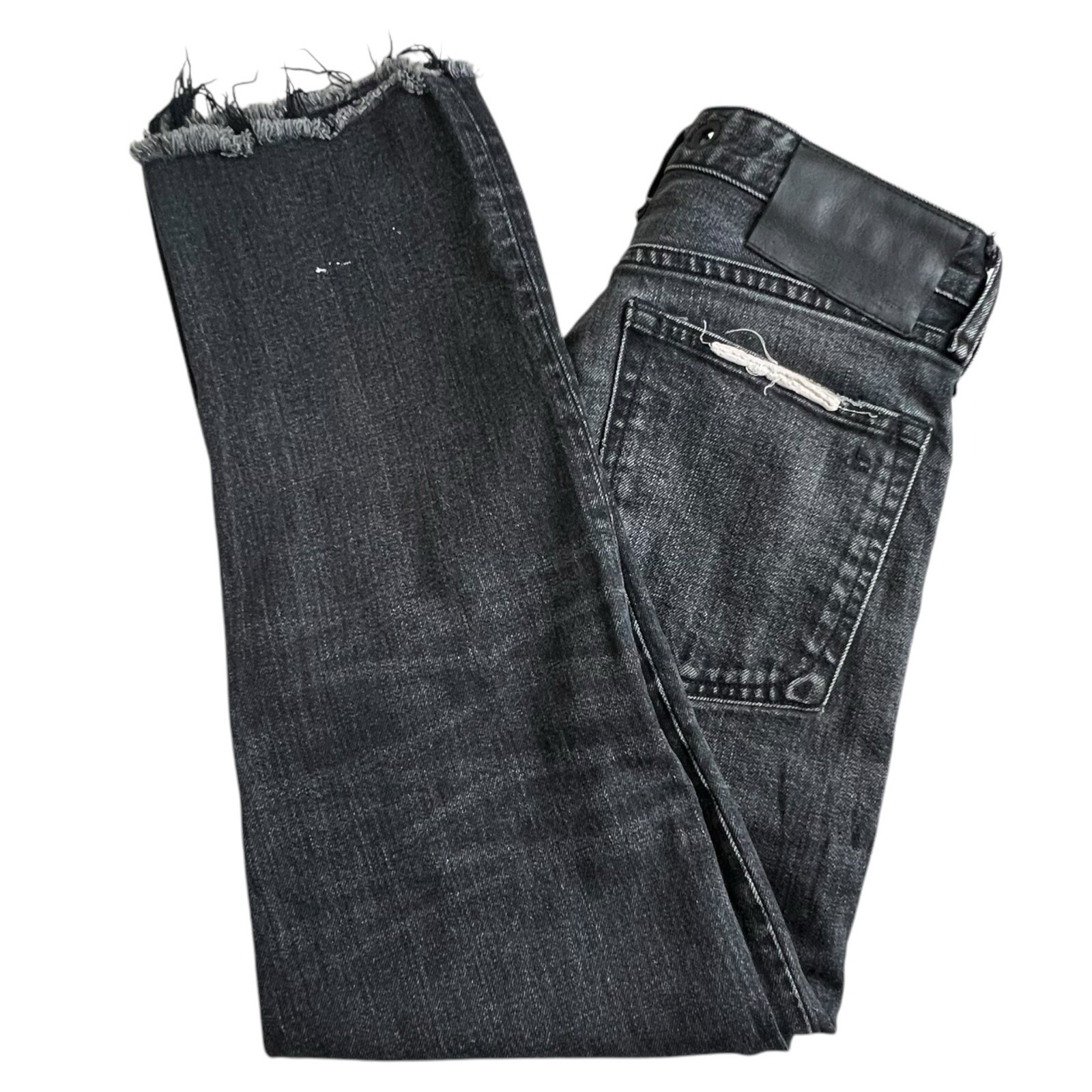 Rag & Bone Womens 26 Faded Black Distressed Maya High Rise Ankle Straight Jeans