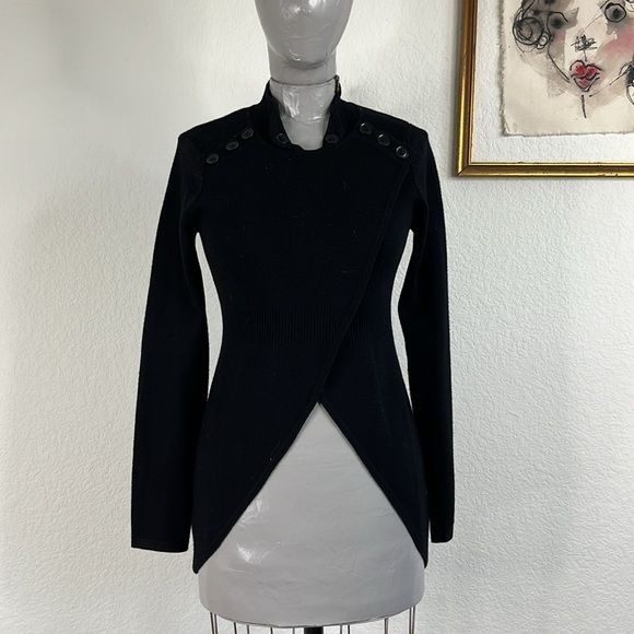 Karen Millen AW16 Wool Equestrian Hi Lo Riding Shoulder Button Jacket Sweater