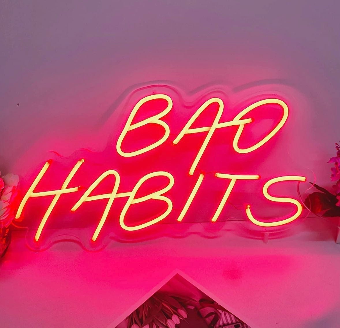 Bright Red Bad Habits LED Light Sign Decoration