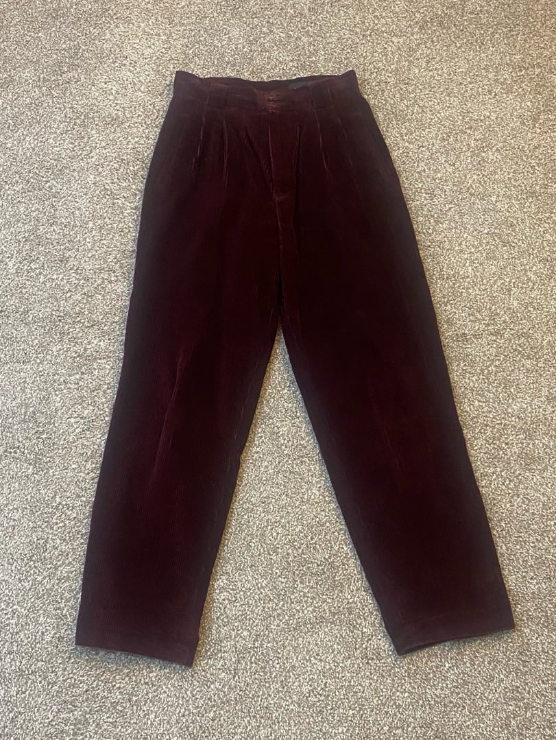 Vintage High Waisted Maroon Corduroy Pants