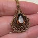 14 Kt Vintage Ornate Lt Brown Topaz Faceted Pendant Necklace Victorian Antique