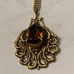 14 Kt Vintage Ornate Lt Brown Topaz Faceted Pendant Necklace Victorian Antique