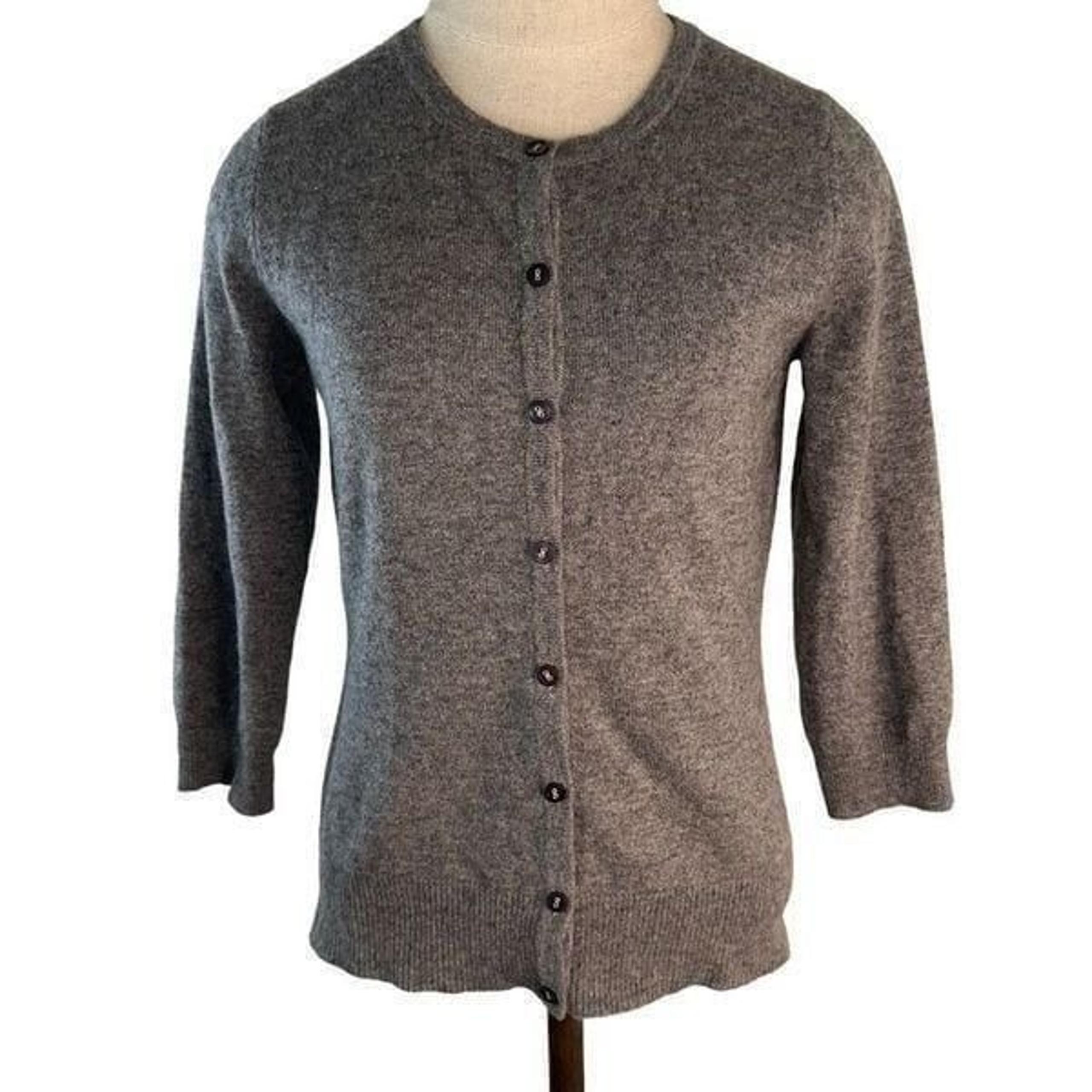 Geneva 2-ply Cashmere Gray Sweater Cardigan Womens Small Minimalist Button Front