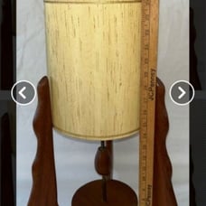 Vintage MCM teak table lamp