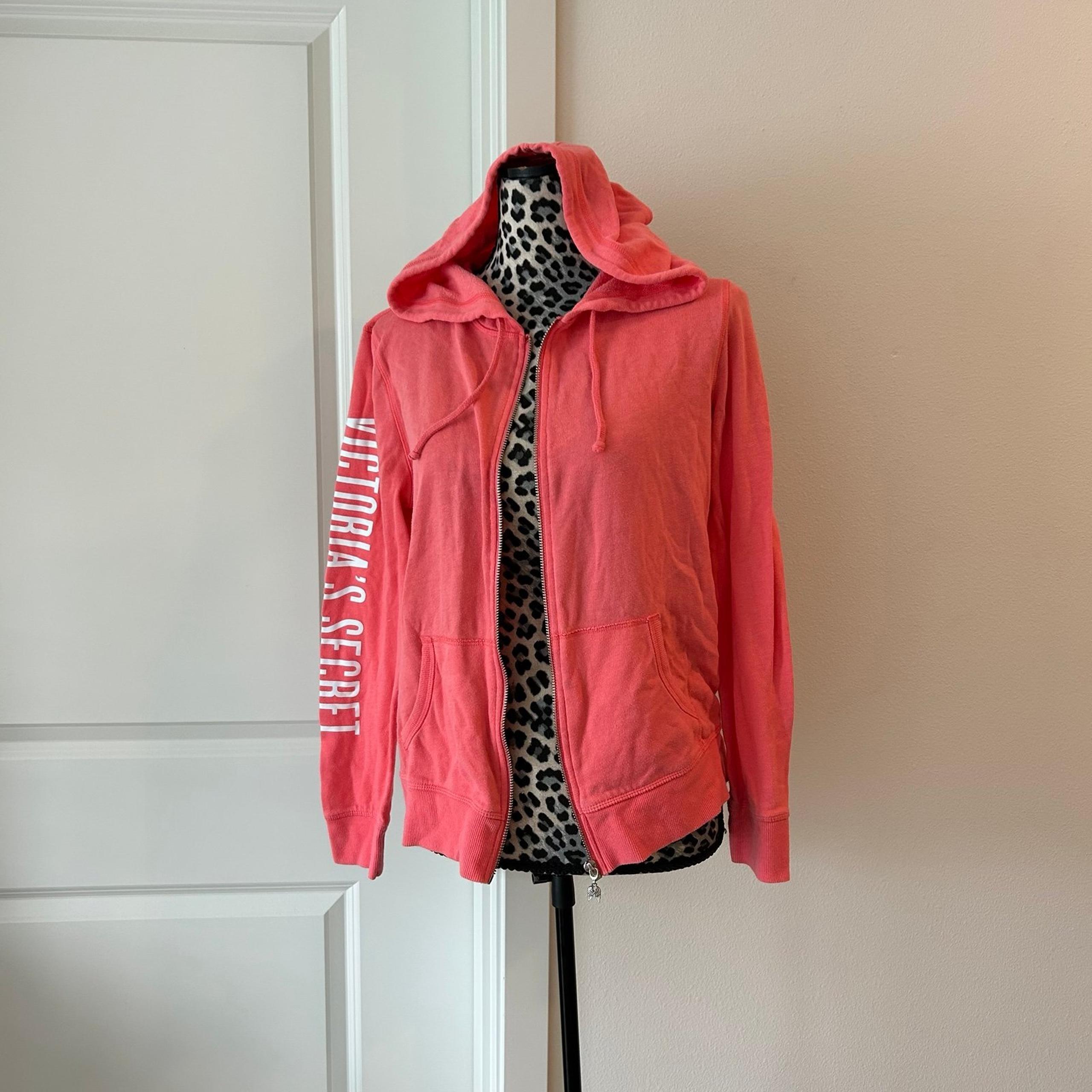 Victoria secret coral orange zip up hoodie jacket