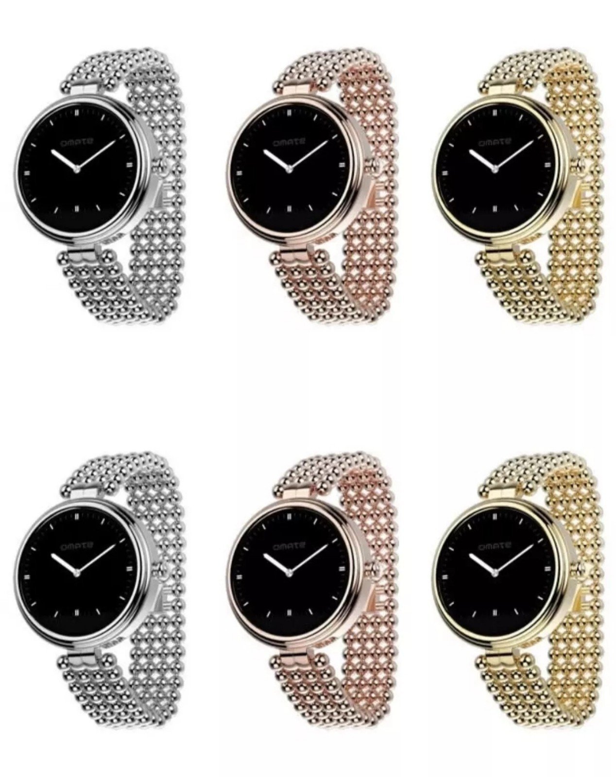 Omate Lutetia smartwatch Compatible with both iOS and Android Silver Set Of 2