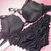 Victoria's Secret 32A,32B BOMBSHELL BIKINI XS,S bottom BLACK Hot Pink Butterfly