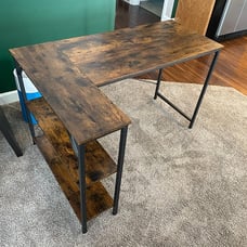 L Shaped Computer Desk, Rustic Brown
