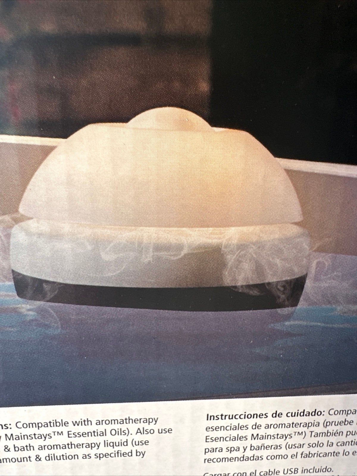 MAINSTAYS Floating Pool & Hot Tub Essential Oil Mister W/LED Light/USB Charger