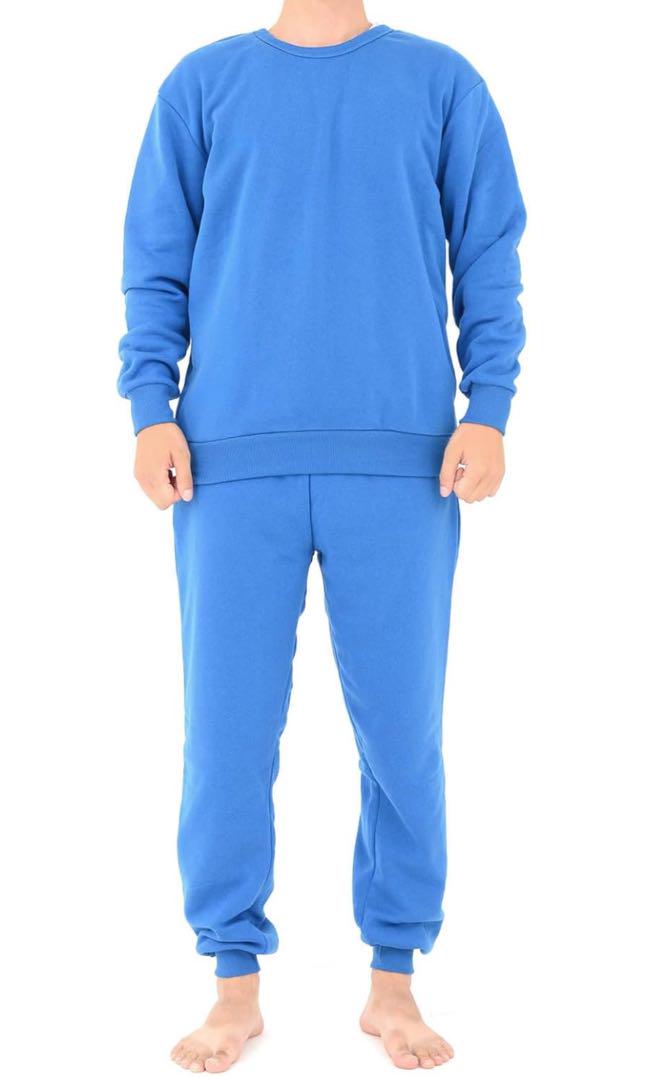 Sweatshirt Set for Men and Women, Fleece Lined, Warm, Plus Size, M, Blue