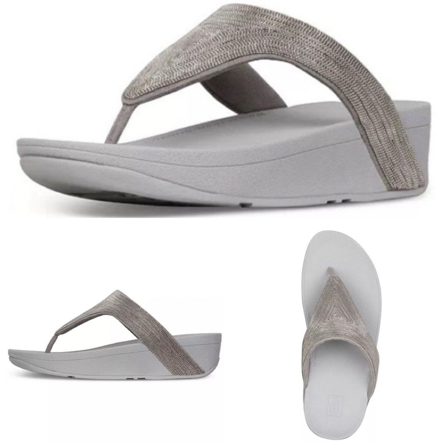 Fitflop Women's Lottie Shimmer Mesh Toe Thong Platform Sandal 8