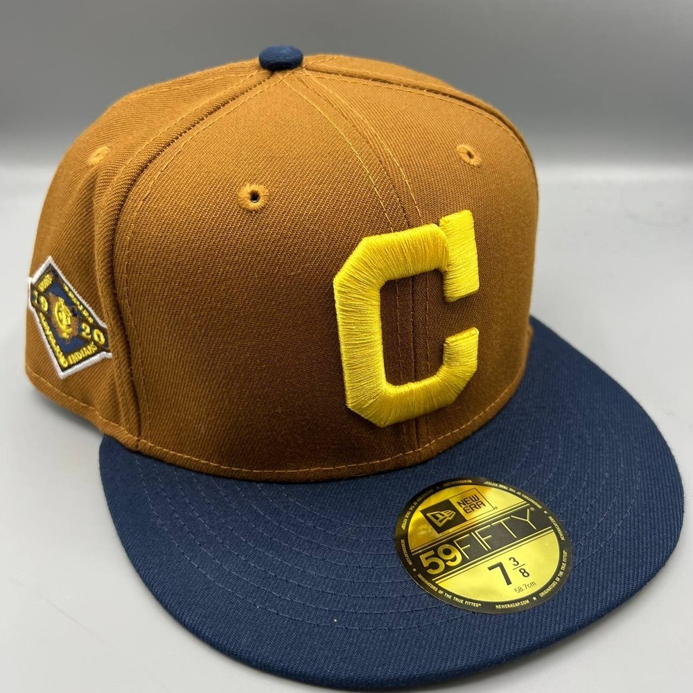 Cleveland Indians Guardians Hat Men 7 3/8 Brown 59Fifty New Era Fitted Cap