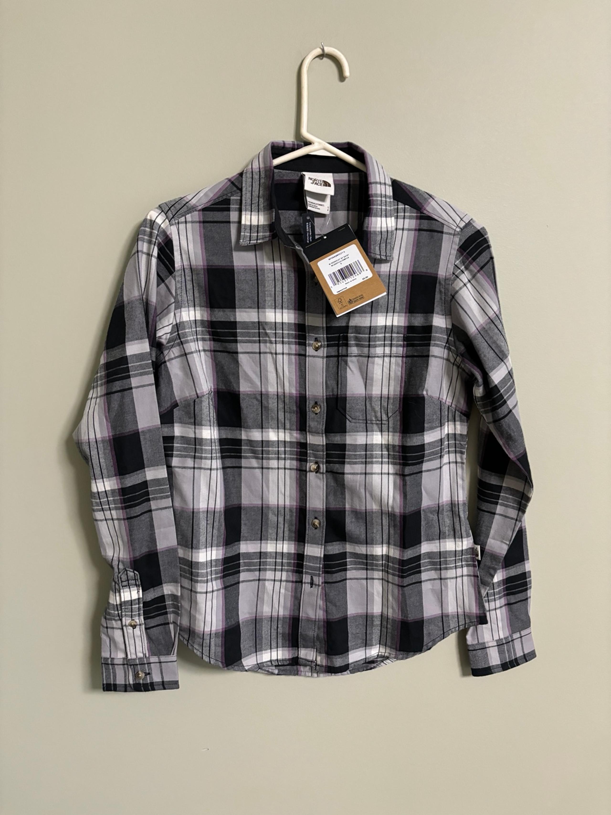 The North Face Flannel Shirt Womens Size Small Button Long Sleeve Plaid Organic