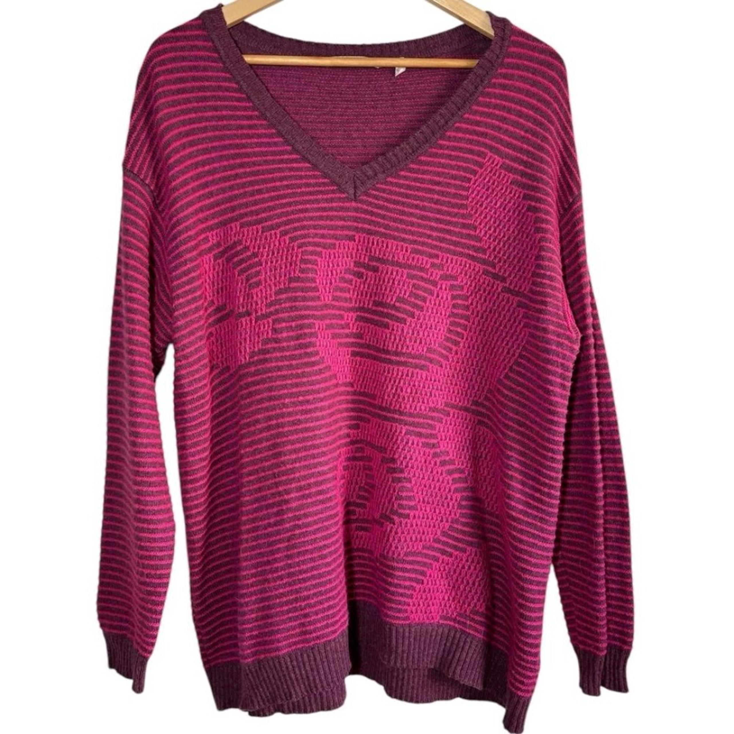 Soft Surroundings Women's Alpaca Wool Blend Sweater 1X Fuchsia Pink Soft V-Neck